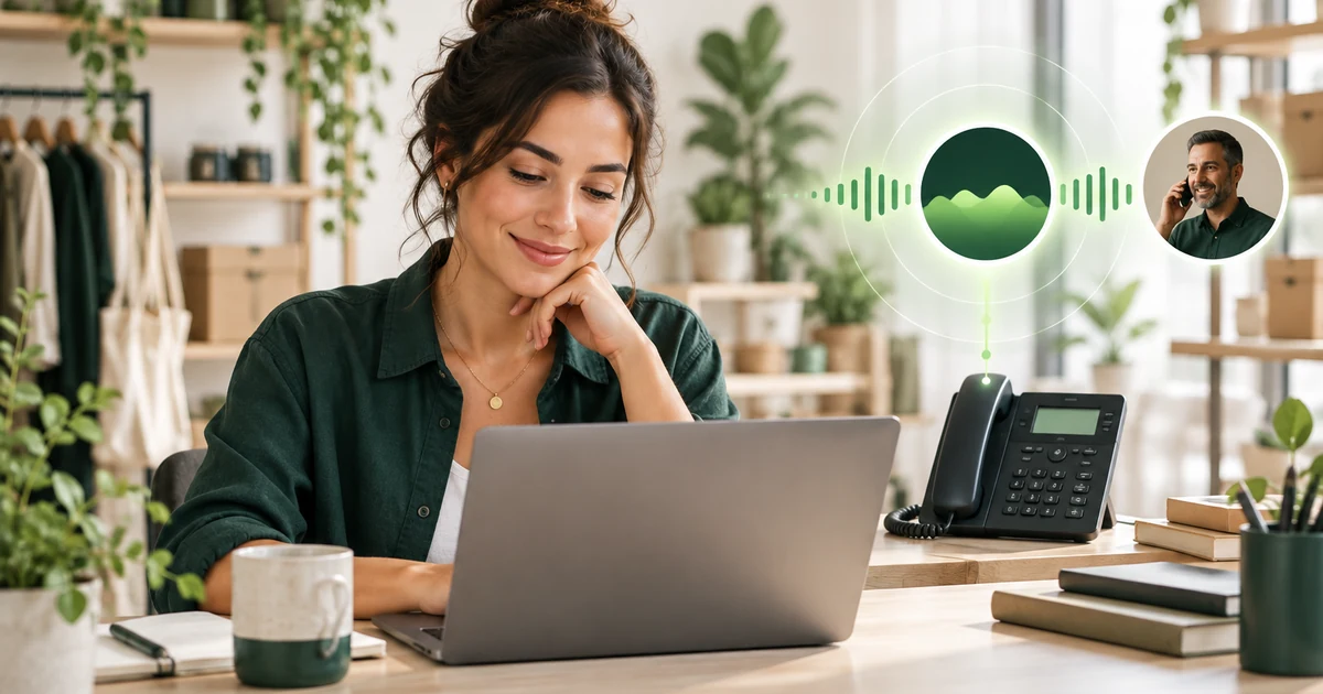 Autónoma trabajando mientras un agente telefónico con IA atiende una llamada
